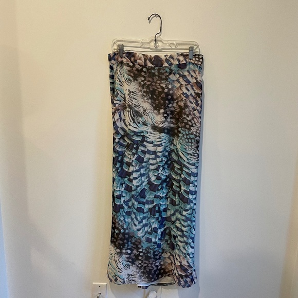 Pencey Dresses & Skirts - Pencey Feather-Print Long Silk Maxi Skirt